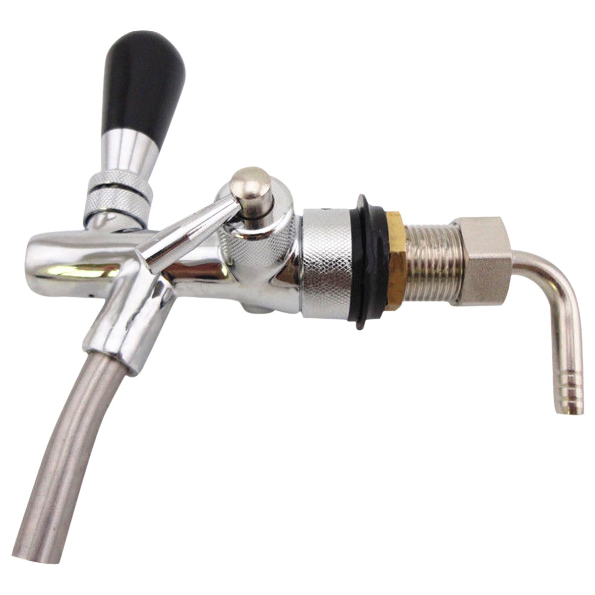 Adjustable G5/8 Draft Beer Faucet with Flow Controller Draft Shank Tap Chrome Plating for Keg Tap Homebrew Beer Wine Dispenser