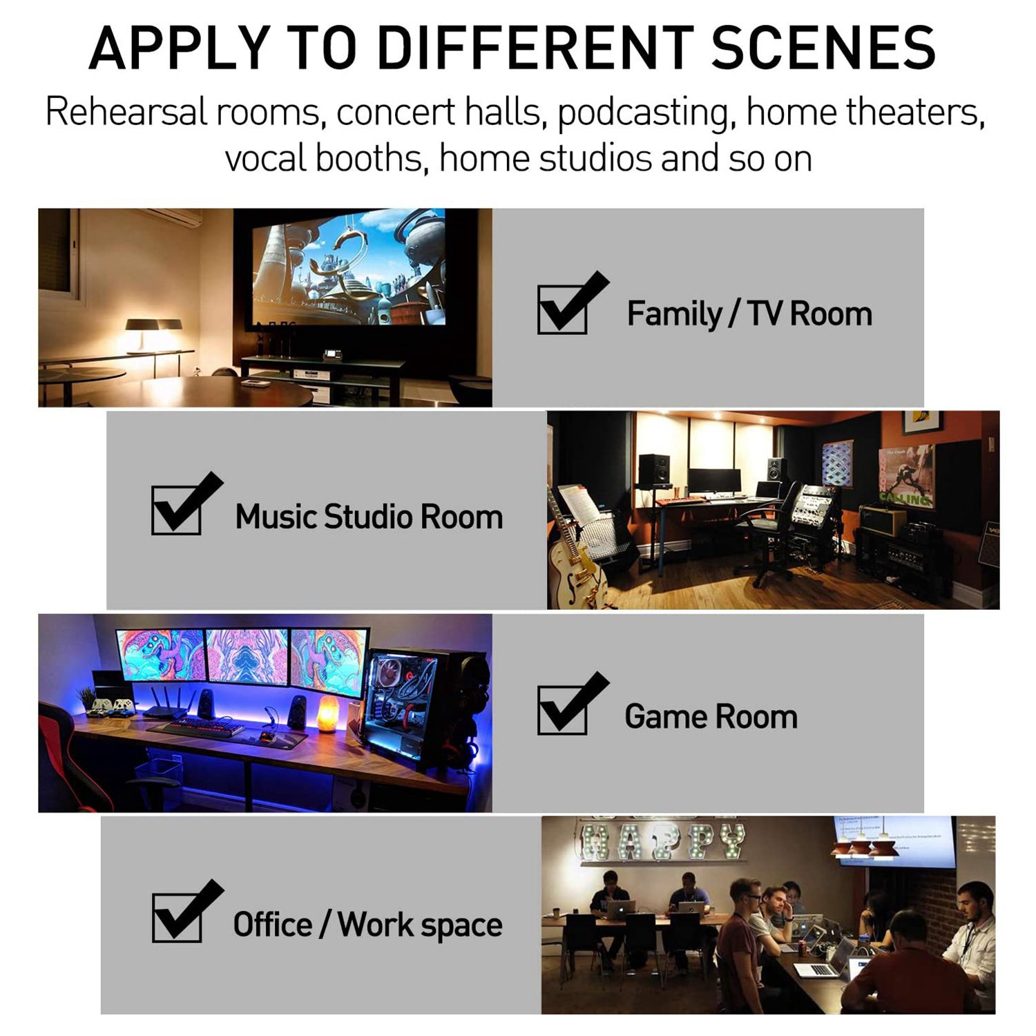 50Pcs Acoustic Soundproof Foam Sound Absorbing Panels Sound Insulation Panels Wedge for Studio Walls Ceiling,1X12X12Inch