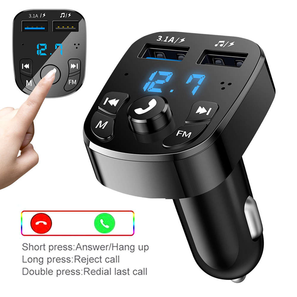 Auto-Freisprecheinrichtung, Bluetooth-kompatibel, 5.0 FM-Transmitter, Carkit, MP3-Modulator, Player, Freisprecheinrichtung, Audioempfänger, 2 USB-Schnellladegeräte