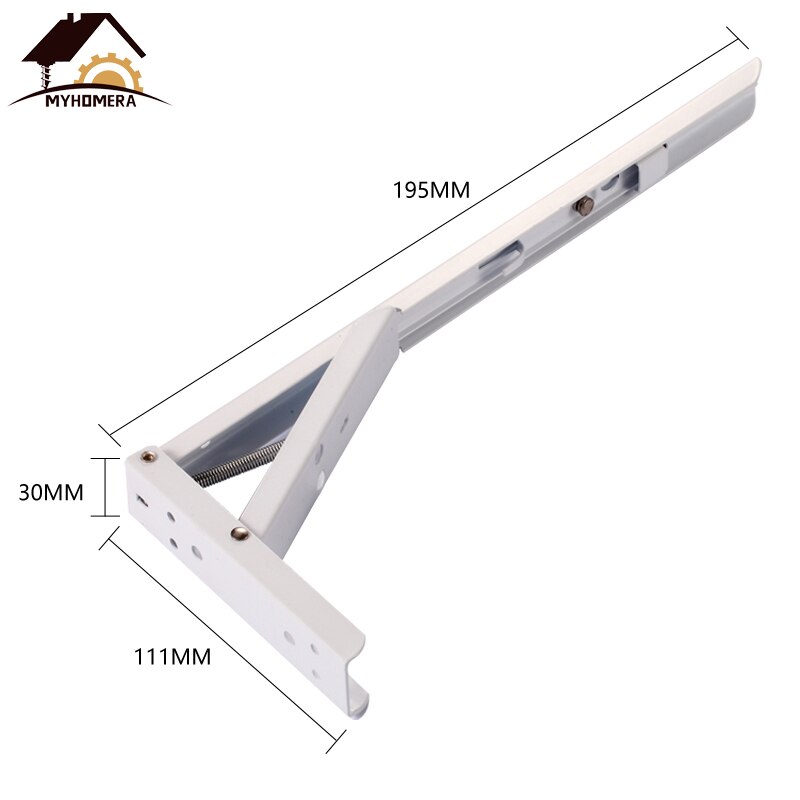 Myhomera 2 stk trekantbeslag 195mm foldbare hyldebeslag justerbare vægmonterede tunge belastning metal bordstøtte foldning