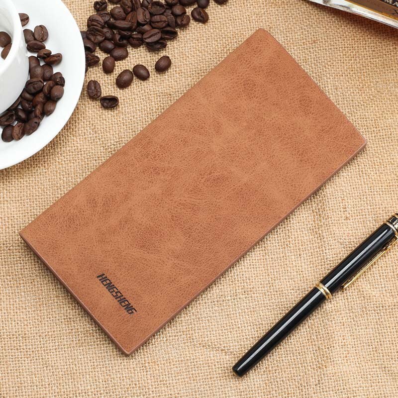 Luxe Mannen Portefeuilles Lange Jonge Mannen Portemonnee Vintage Portemonnee Mannelijke Clutch Pu Lederen Portemonnee Man Zakelijke Stijl Kaarten portemonnees: Coffee