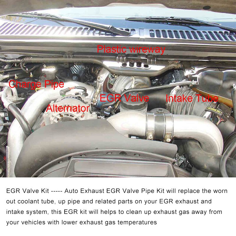 SPEEDWOW EGR Valve Pipe Kit EGR Bypass &amp; Delete Kit Auto Kit For Ford F250 F350 F450 03-05 6.0L Powerstroke Diesel Turbo