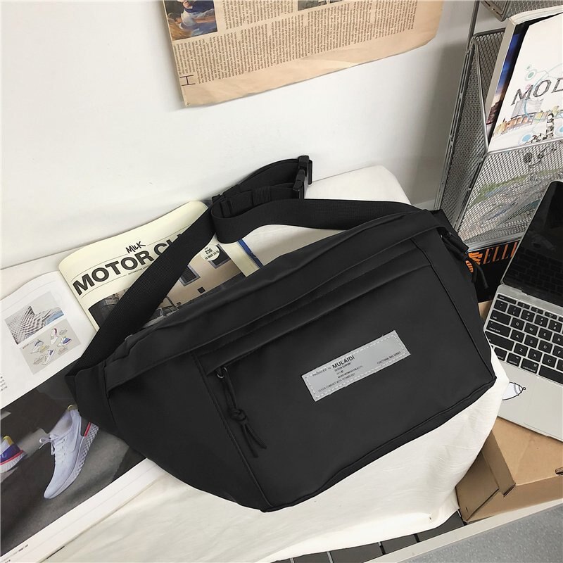 Taille Tas Grote Capaciteit Unisex Fanny Pack Street Wear Borst Zak Hip Hop Crossbody Tas Ms Mode Reflecterende Grote Riem taille Verpakking: black Waist bag