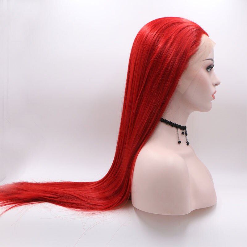 Bomshell Feuer verrotten Synthetische Haar Spitze Vorne Perücke Glueless Lange Gerade Hitze Beständig Faser Haar Natürlichen Haaransatz Für Frauen Perücken
