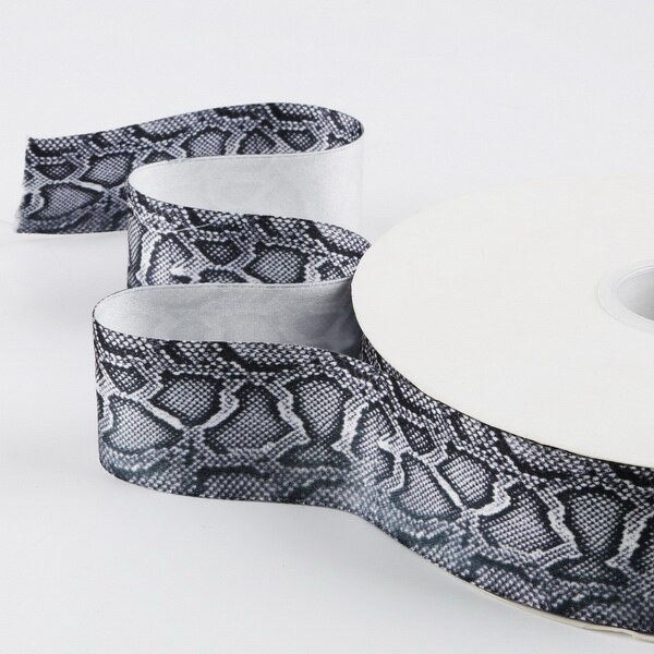Snake Skin & Leopard pattern printed Poly Cotton ribbon for Party Home Wedding Decor Wrapping Garment Accessories: 4cm Dark Grey