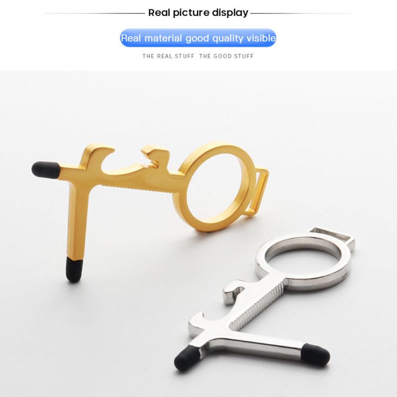 1 Pcs Anti Touch Door Opener Tool Multifunctional No Touch Key Door Opener Non-contact Door Handle Elevator Artifact Keychain
