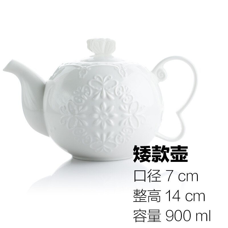 Butterfly Flower Teapot Milk Pot Sugar Pot Set Ceramic Bone Porcelain Pure White Porcelain Afternoon Tea European Lace Coffee: 1