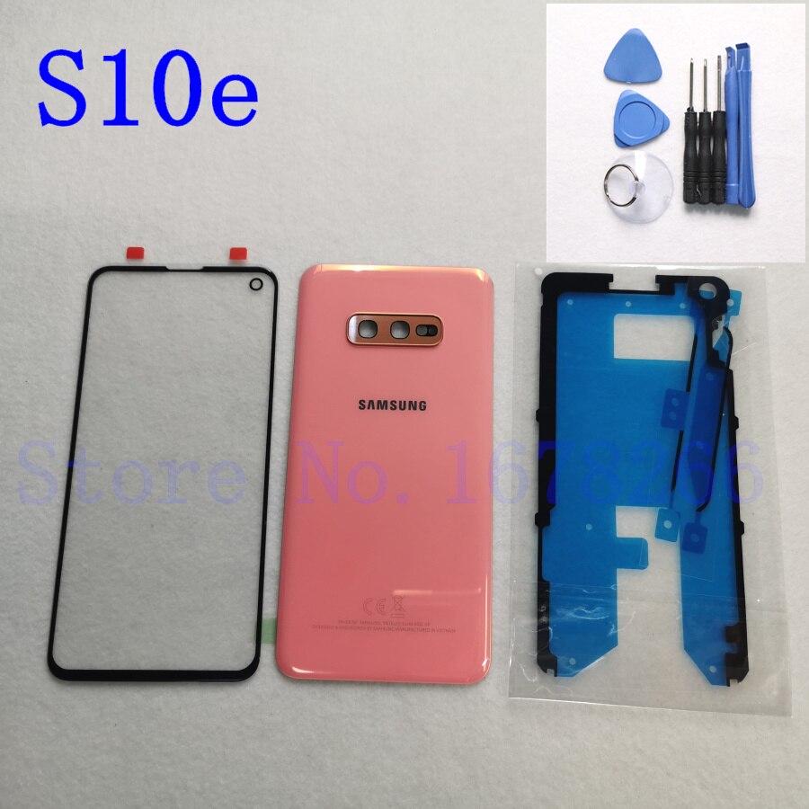 SAMSUNG Galaxy S10 Plus S10e S10 G970 G973 G975 G973F Front Touch Panel Outer Lens + Rear Battery Door Back Glass Housing Cover: S10e Orange