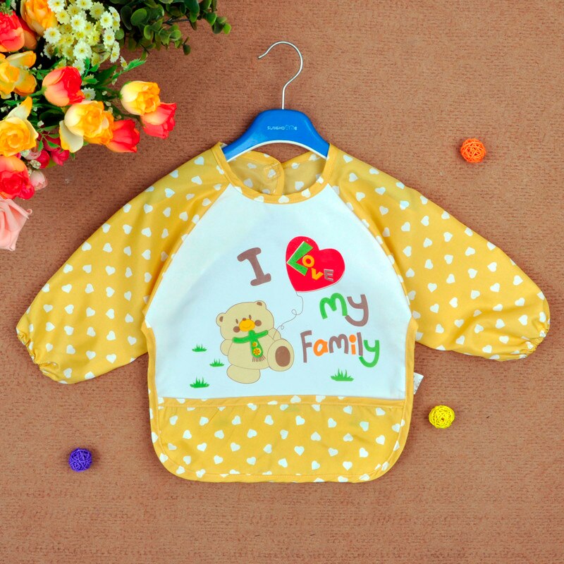 Heißer Baby Lätzchen Kleinkind Jungen Mädchen Langarm Brief Wasserdichte Fütterung Kunst Schürze Bib Baby Zeug Smock babador bandana yl