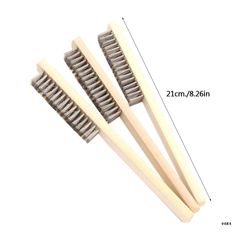 Wire Brush Set for Cleaning 3-Pack Multi Purpose Wood Handle Stainless Steel Wire Scratch Brush for Heavy&amp;Light Cleaning