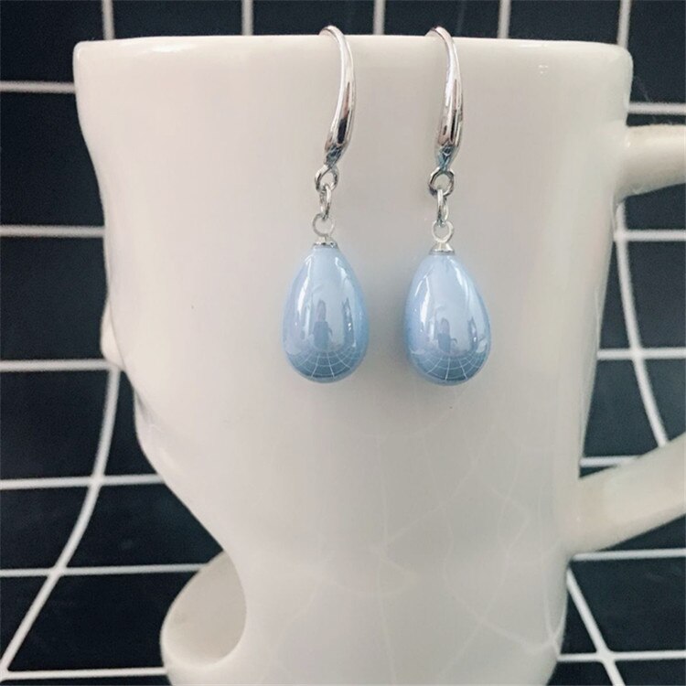 Parel Rode Druppel Oorbel voor Vrouwen Fancy Kleurrijke Gesimuleerde-parel Lange Earring Trendy Sieraden: C