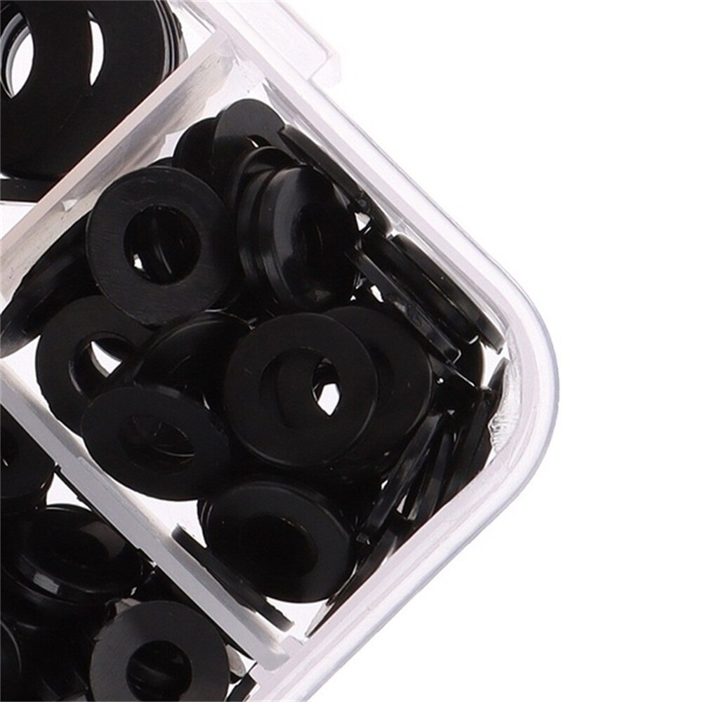 350 stk 7 størrelser svart isolasjonsring nylon flat skivepakning sortimentsett  m2 m2.5 m3 m4 m5 m6 m8 oppussing