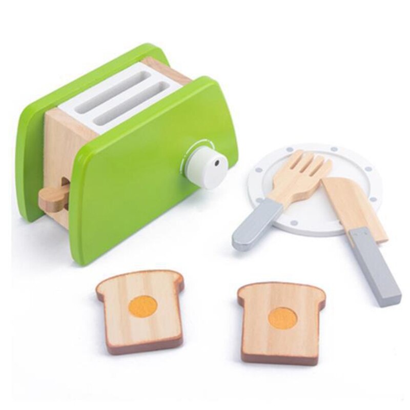 Wooden Kitchen Toy Microwave/Toaster Kitchen Play Set Interactive Early Learning Toy Fun and Colorful for Girls and Boys: E