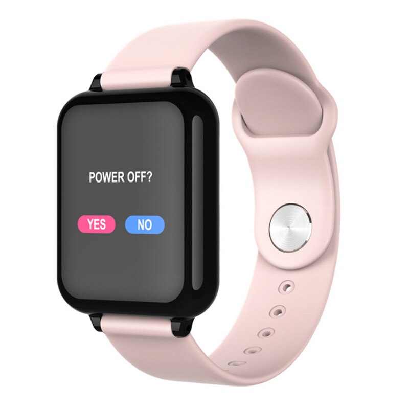 B57 smart ur ip67 vandtæt smartwatch pulsmåler flere sportsmodeller fitness tracker mand kvinder bærbare: B57 lyserødt smartwatch