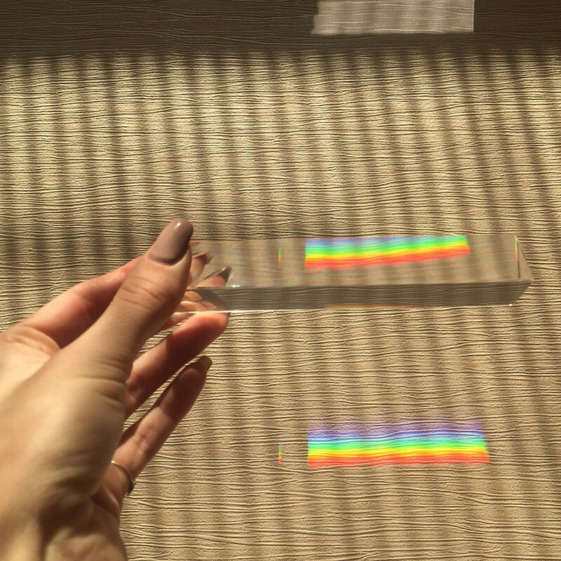 30X130Mm Crystal Glass Prism Without Stand Rainbow Triangular for Teaching Light Spectrum Physics and Photography