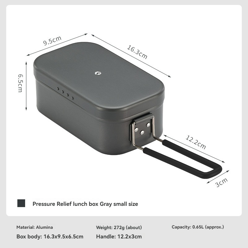 CAMPINGMOON Outdoorbenodigdheden: Draagbare lunchbox van harde aluminiumoxide, picknick-campinglunchbox met open vlamverwarming, aluminium lunchbox: Default Title