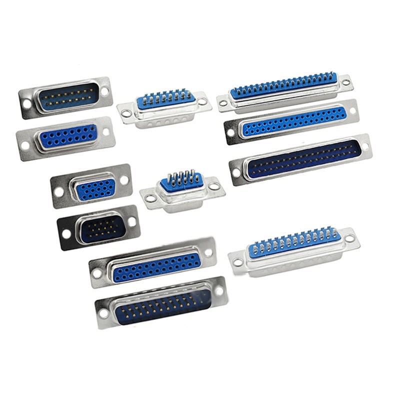 5 stücke DB9 DB15 DB25 DB37 Loch/Pin Weiblichen/Männlichen Blau Geschweißte Stecker RS232 serial port buchse DB d-SUB adapter 9/15/25/37 pin