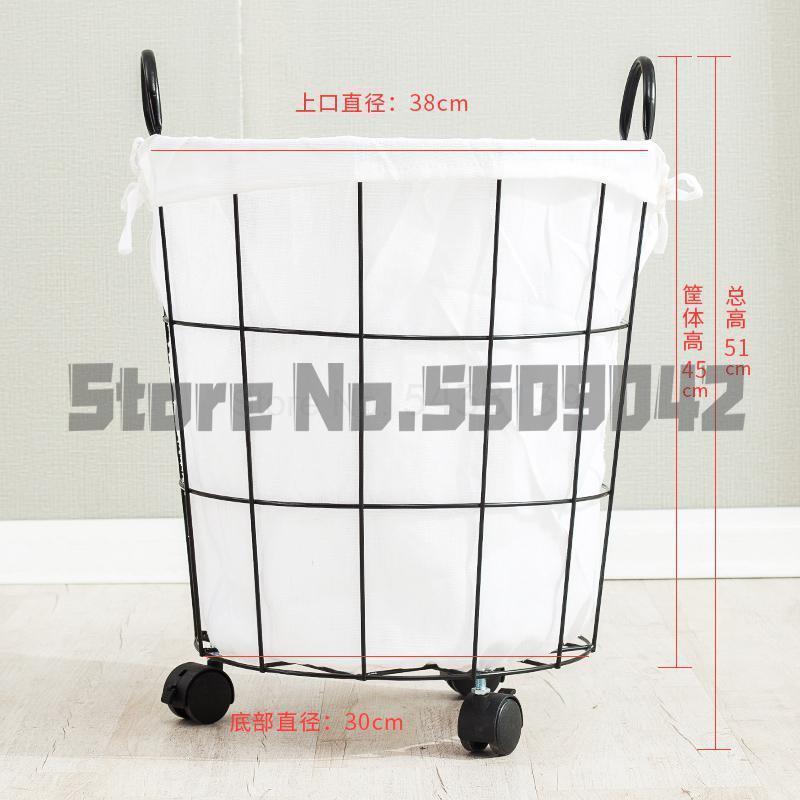 Fabric hamper Nordic wrought iron toy storage basket large laundry home bucket simple dirty clothes: a7