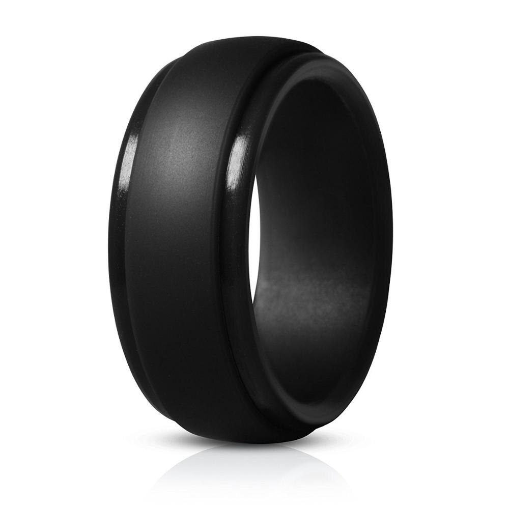 BONISKISS 9MM Silikon Gummi Hochzeit Bands für Männer Frauen Ringe Größe 7 8 9 10 11 12 13 Schwarz farbe: 11