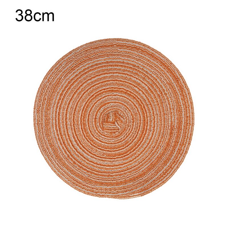 Nordisk rundbordsmatta anti-slip dryckunderlägg isolerade solida placemats linne halkfri ramie matta köksredskap för heminredning: Orange 38cm