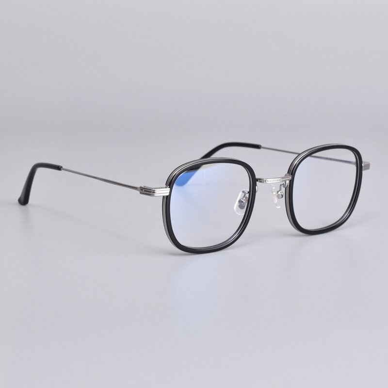 Gafas redondas GM coreanas para hombre y mujer, montura óptica, gafas de COCO Retro, graduadas, Marcos para Miopía: Black silvery