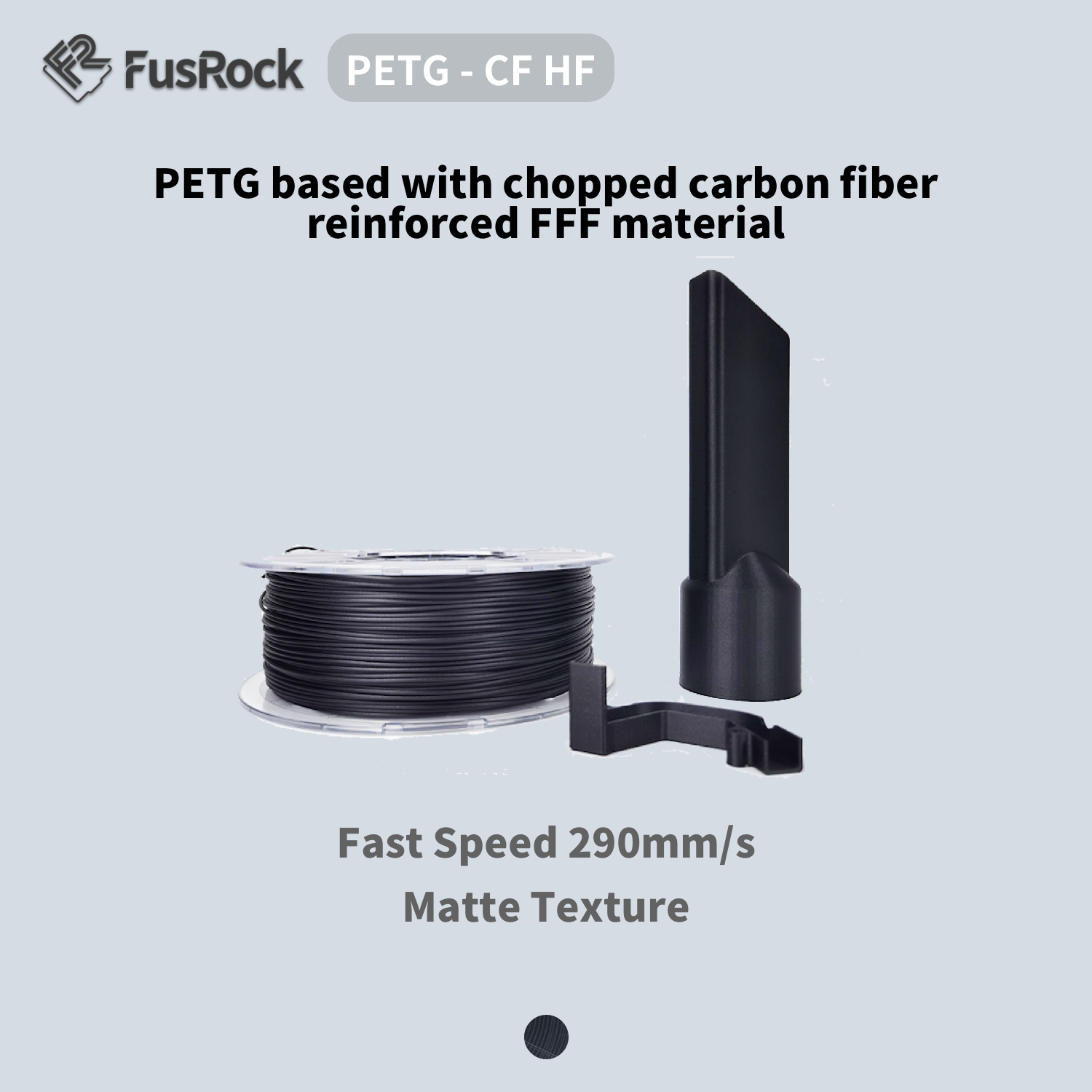 FUSROCK Kohlefaser PETG CF HF 3D-Druckerfilament Gute Duktilität, Schlagfestigkeit, hohe Festigkeit und Steifigkeit 1,75 mm 1 kg