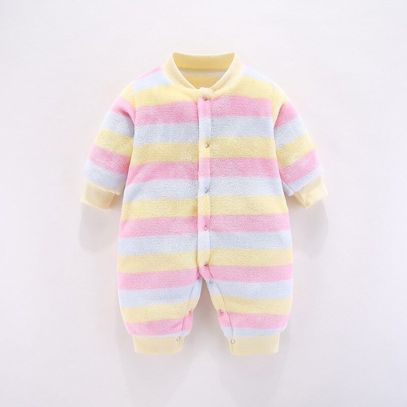 Lzh Winter Herfst Mode Gestreepte Lange Mouw Flanel Baby Boy Romper Klimmen Uitloper Jumpsuit Baby Meisje Jumpsuit: striped blue / 3M