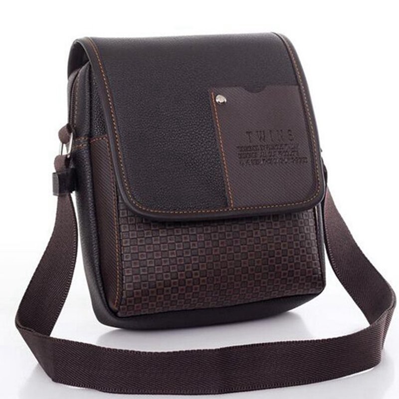2022 Mannen Lederen Pu Plaid Kleine Mannelijke Handtassen Zwarte Vintage Heren Schoudertas Crossbody Tassen Voor Mannen Messenger Bag s1245