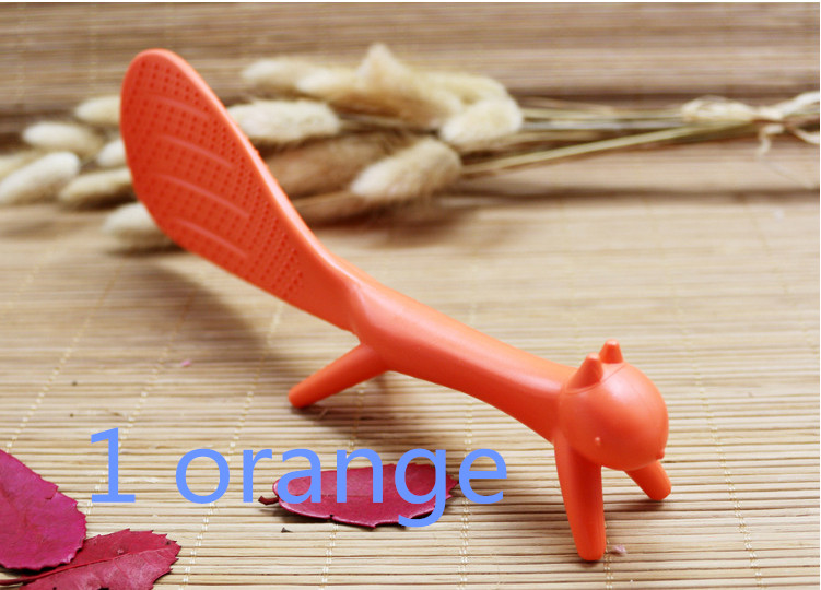 1-3PCS Useful Kitchen Tool Korean Cute Lovely Kitchen Supplie Squirrel Shaped Ladle Non Stick Rice Paddle Meal Spoon: Orange