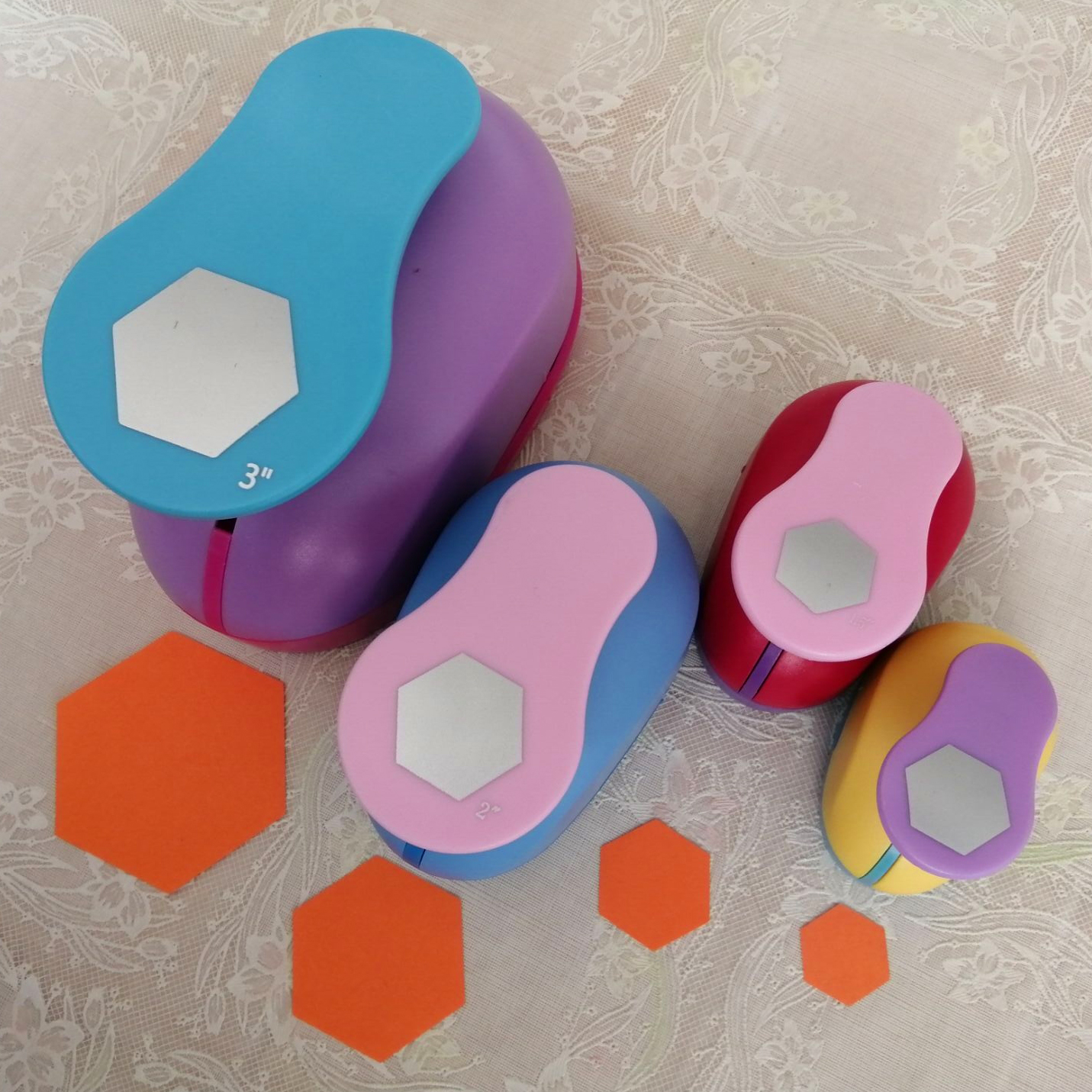 Fri skepp hexagon hålslag set geometri stans hantverk klippbok papper stansare graf formade slag