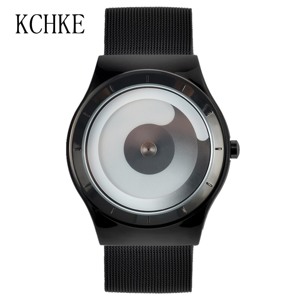 Kchke Heren Horloge High-End Luxe Sport Horloge Rvs Mesh Quartz Horloge Relogio Masculino: Mesh belt black