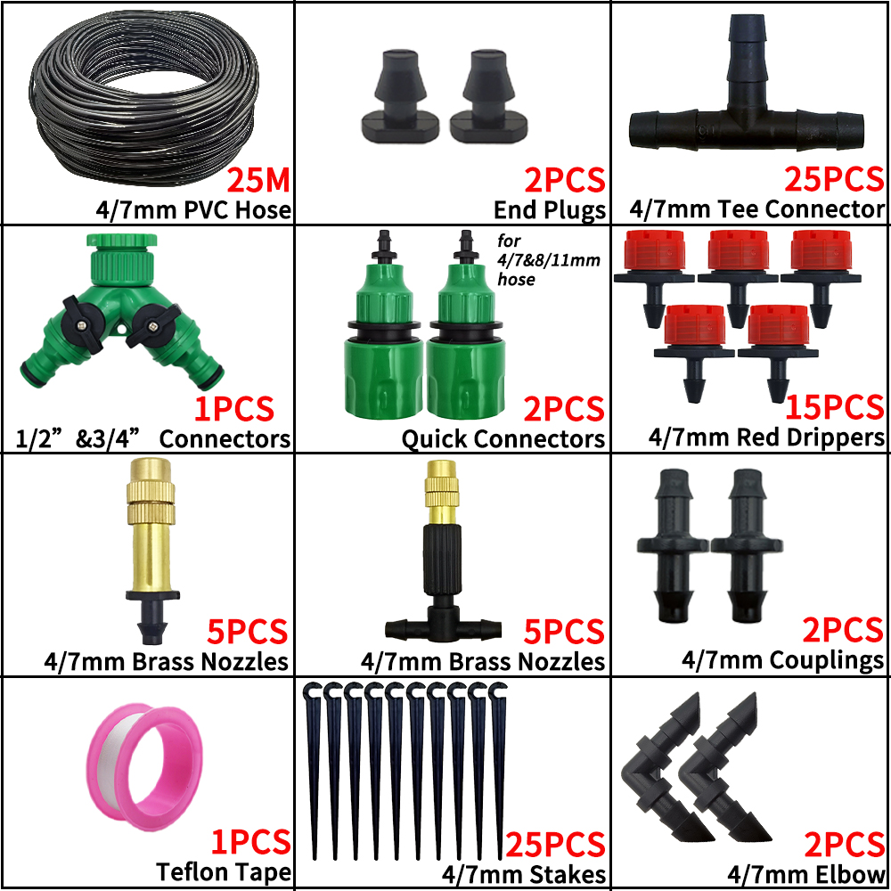 Oasis 5-50M jardín Micro riego por goteo sistema de riego automático Kit controlador DIY niebla refrigeración por pulverización para herramientas de plantas en macetas: Morado