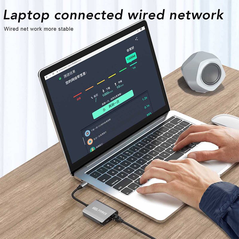 Adaptateur RJ45 Gigabit USB-C, 1000Mbps, avec alimentation Passthrough PD100W, pour ChromeCast, avec Ethernet Google TV