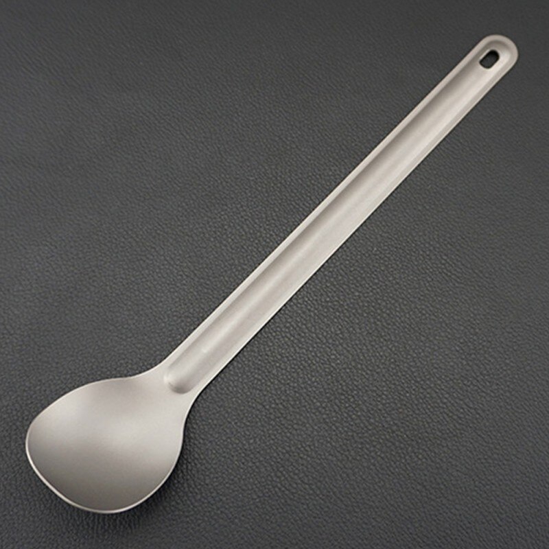 Utomhus titan sked lång skaft sked utomhus camping titan spork camping servis picknick sked med polerad skål