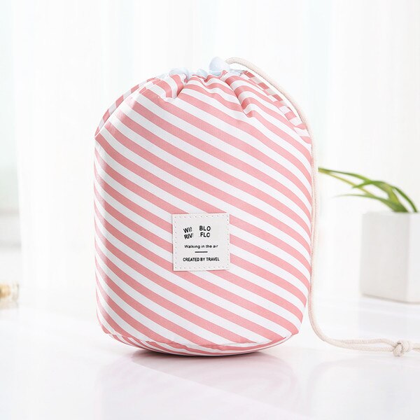 Portable drawstring Cosmetic Bag Women Travel Necessarie Make up Organizer Female Toiletry Kit Case Makeup Wash Storage Pouch: Pink