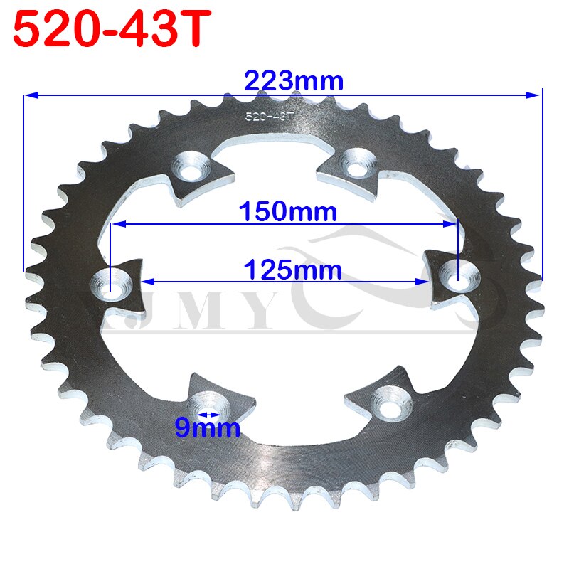 520 Chains 43T/45T/47T/49T Motorcycle Chain Sprockets Rear Back Sprocket For ATV Quad Pit Dirt Bike Motorcycle Motor Moped: 520-43T A