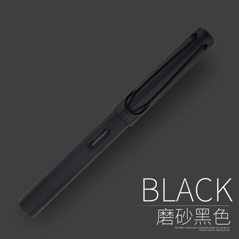 Hollow Out Clip Metal Fountain Pen 0.38mm 0.5mm Posture Correction Ink Pens Stationery School Office Supplies: matte black / F