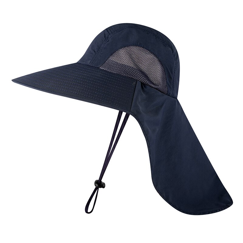Camoland Waterdichte Emmer Hoeden Voor Mannen Vrouwen Zomer Upf 50 + Zonnehoed Lange Brede Rand Outdoor Wandelen Vissen Caps met Nek Flap: Navy