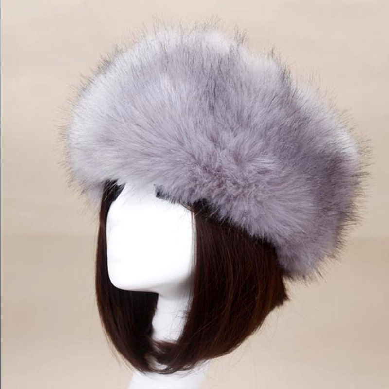 Winter Dikke Harige Haarband Fluffy Russische Faux Fur Vrouwen Meisje Bont Hoofdband Hoed Winter Outdoor Earwarmer Ski Hoeden Hoofddeksels
