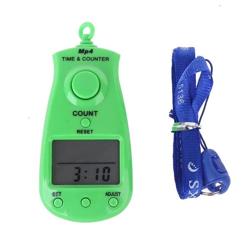 Portable 5-digit Digital Electronic Counter with Clock Calendar and Lanyard Manual Reset Decompression Relaxation Tool: Green