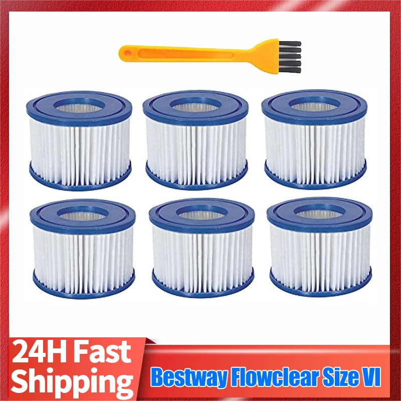 1-10PCS Replacement Swimming Pool Filter Fit for Bestway Flowclear Size VI Filter Cartridge Lay-Z-Spa - Miami Vegas Palm Springs
