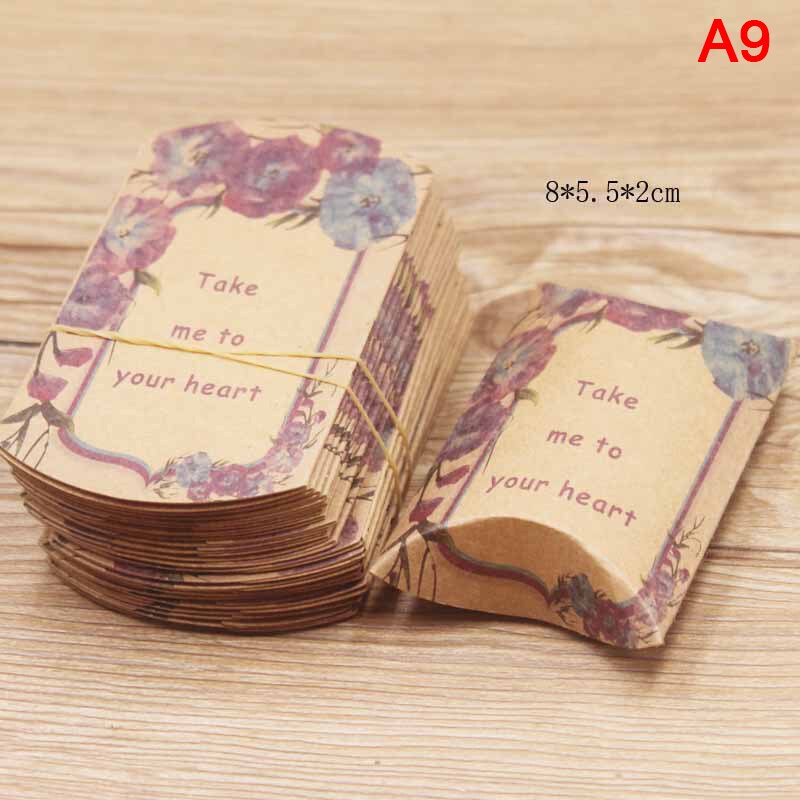 10Pcs Kraft Papier Doos Kussen Vorm Snoep Wedding Favor Supplies Dozen: A9