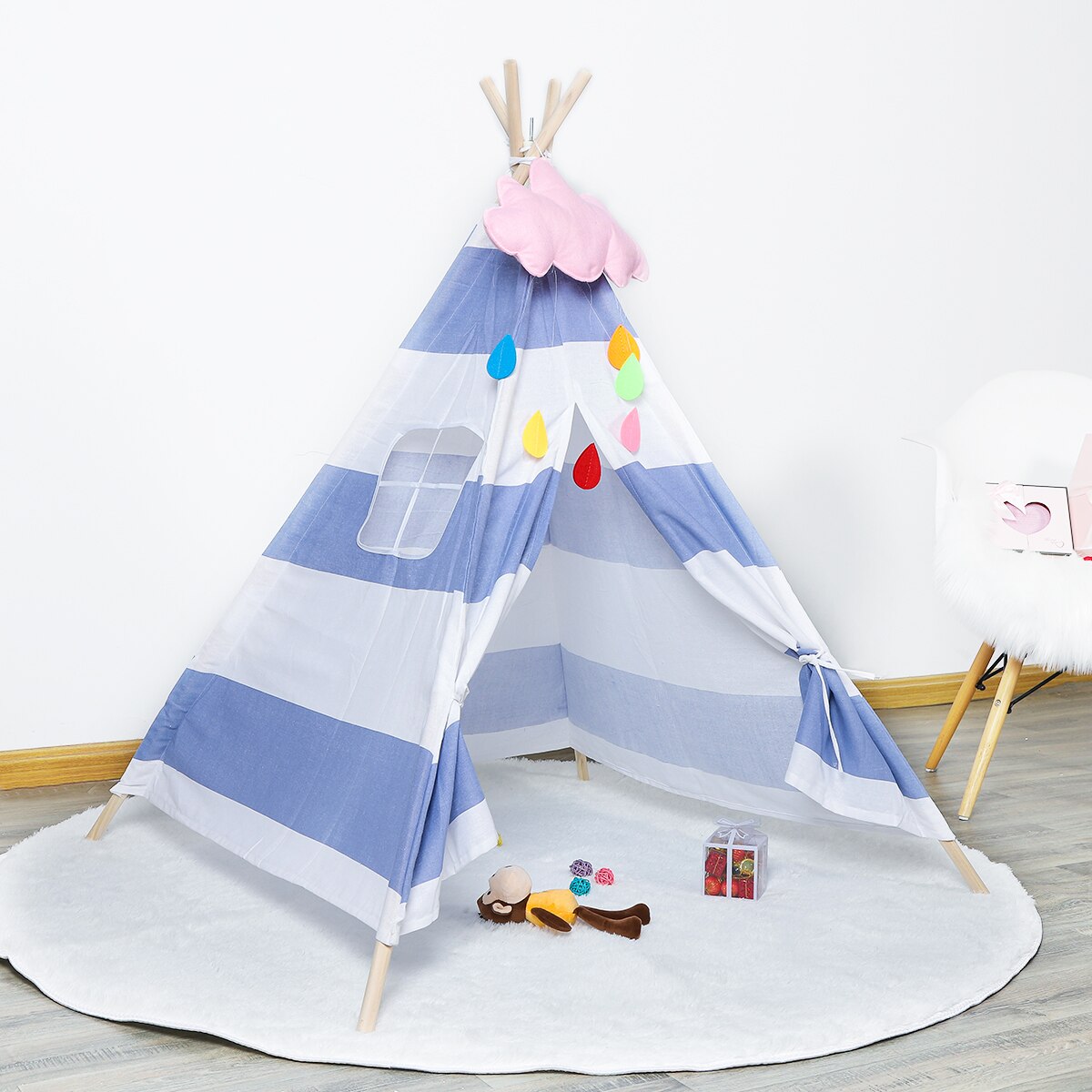 Indian Children's Tent Portable Playpen for Children Folding Wigwam Play House Child Tipi Baby Room Decor Birthday: 1024N TENT / 1.6M TENT