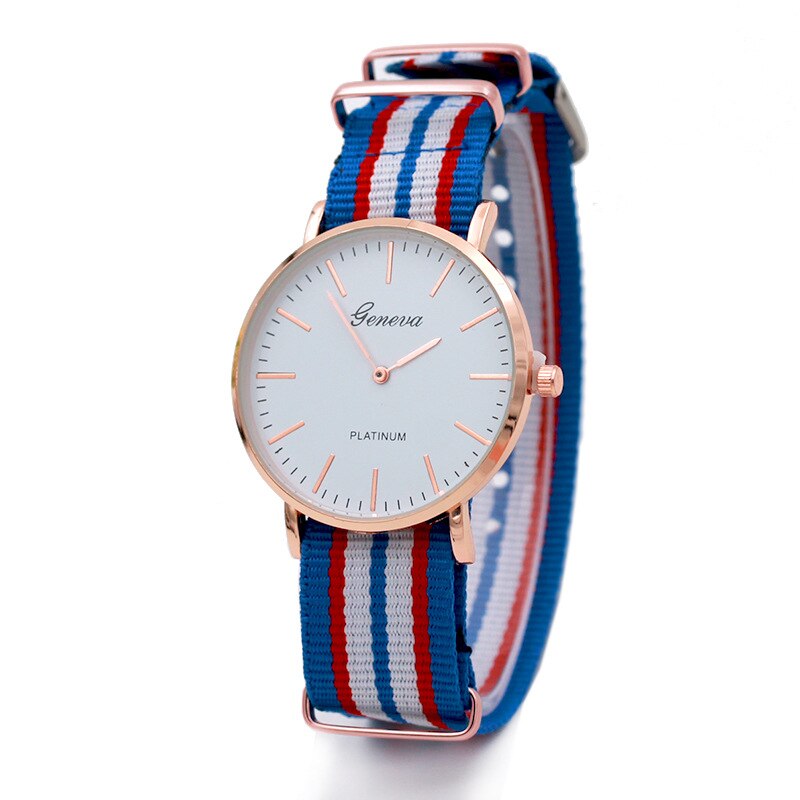 Drapeau En Nylon Bracelet Montre Femmes style Simple or boîtier quartz montres hommes unisexe montre-bracelet décontracté zegarki damassé reloje: 4G