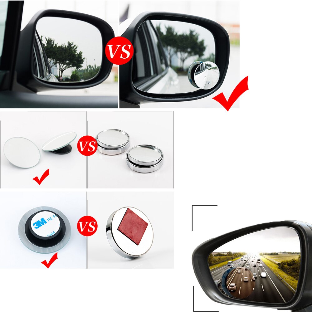 1pc 360 Degree Blind Spot Mirror Adjustable Car Rearview Convex Mirror for Car Reverse Wide Angle Parking Mirror Car Accessories