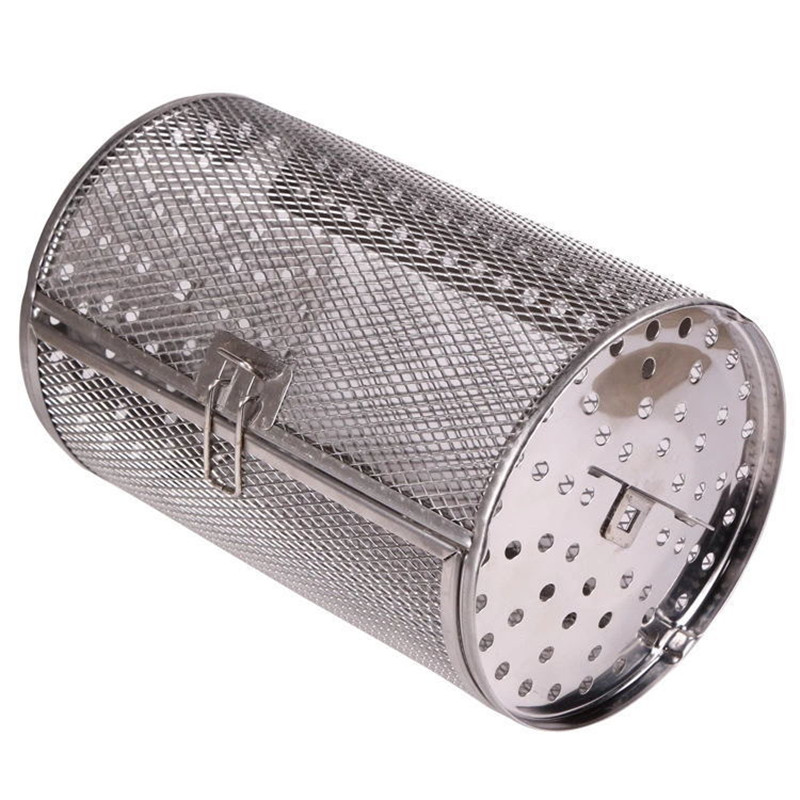 Tromle grillet bur ovn risterkurv bagning roterende kaffebønne jordnød bbq roterende rustfrit stål 8 tommer grill bageware