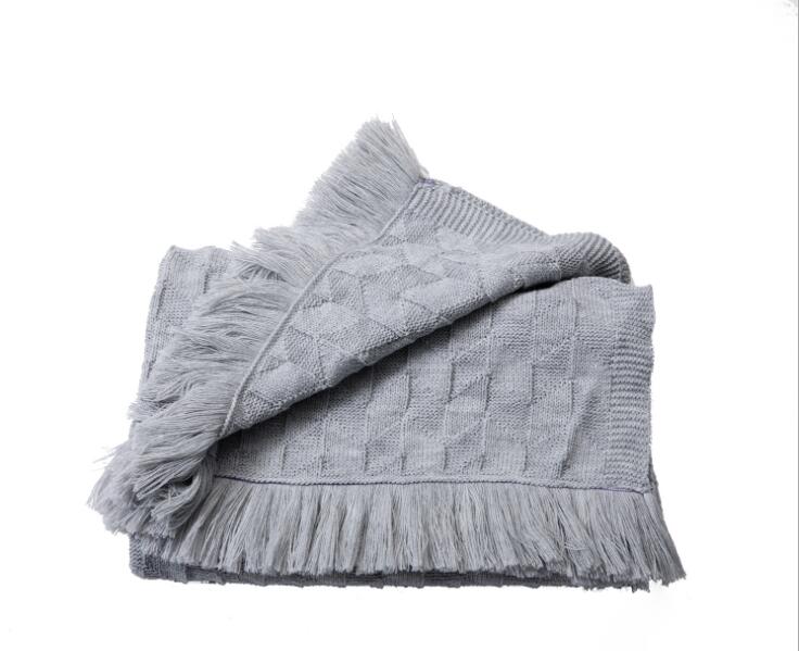 Nordisk vintage linger strikket tæppe sengeende tæppe sofa håndklæde seng ende håndklæde betræk  fg1310: 6 / 80 x 200cm