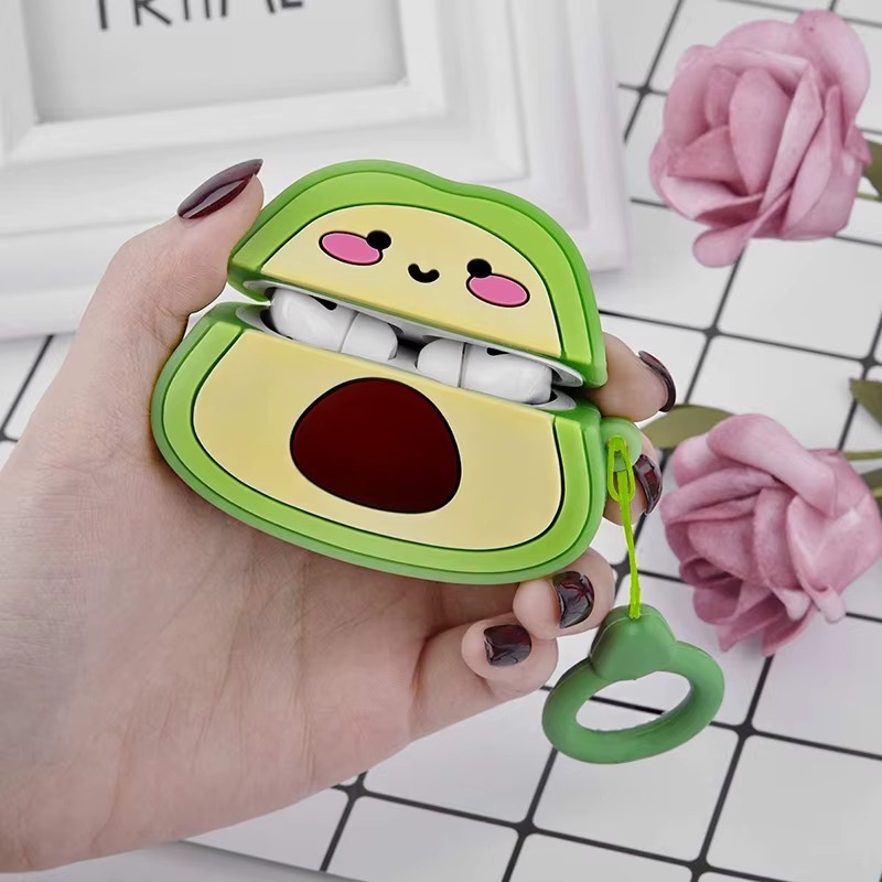 Für AirPods 4 3 2 1 Profi Profi 2 Kopfhörer fallen 3D Avocado Obst Silikon Schutzhülle Kopfhörer Kasten Mit Anhänger Abdeckung