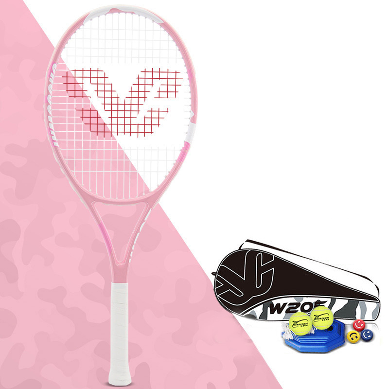 Professionelle Tennis Schläger Einzigen Erwachsenen Carbon Paddle Männer Frauen Universal-Set Mit Tasche Trainer Over Ball Padel Für Erwachsene-40: Pink