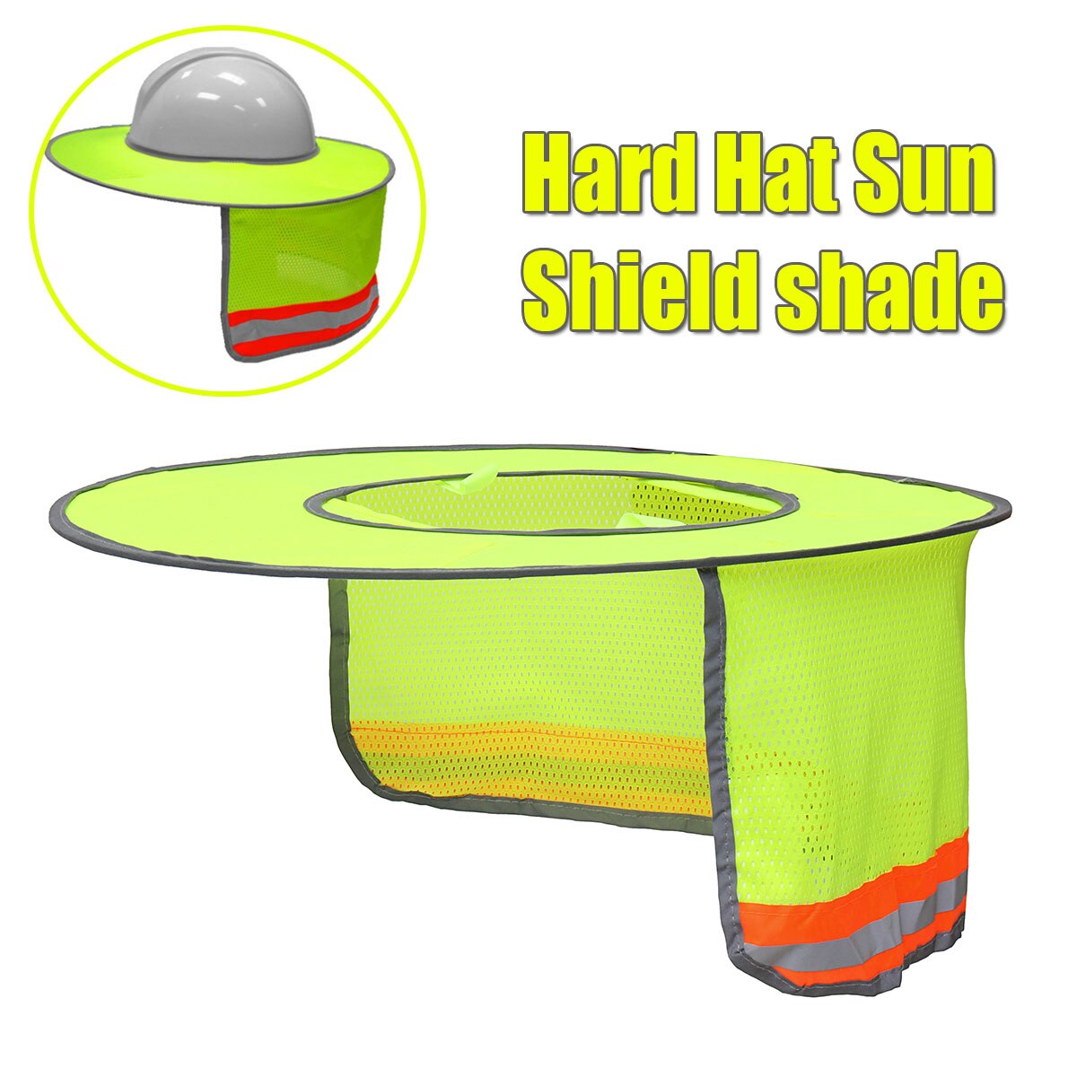 Hard Hat Full Brim Sun Shade Neck Shield Sun Protection With Reflective Strip Visible Mesh For Hardhats Safety Helmet Breathable